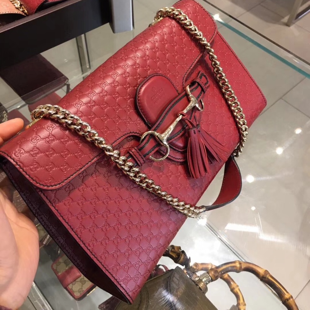 Gucci Red Micro Guccissima Leather Emily Handbag